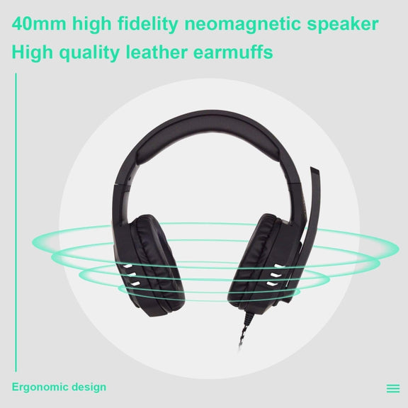SADES AH-38 3.5mm Plug Wire-controlled E-sports Gaming Headset with Retractable Microphone, Cable Length: 2m(Black Silver)
