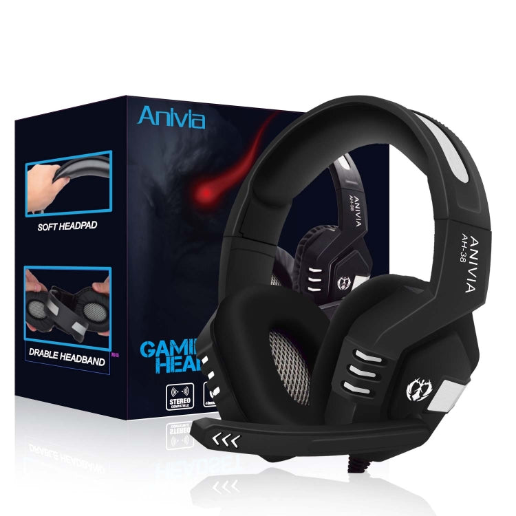 SADES AH-38 3.5mm Plug Wire-controlled E-sports Gaming Headset with Retractable Microphone, Cable Length: 2m(Black Silver)