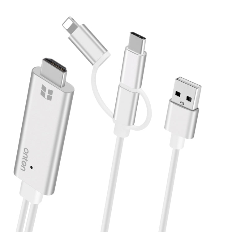 Onten OTN-7537A 3 in 1 1080P Mobile HD Screen Player Adapter Cable(Silver)
