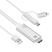 Onten OTN-7537A 3 in 1 1080P Mobile HD Screen Player Adapter Cable(Silver)