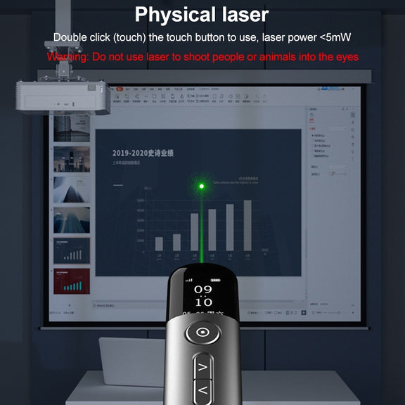 ASiNG A9 32GB Green Light Multifunctional PPT Touch Laser Page Turning Pen Wireless Presenter (Grey)