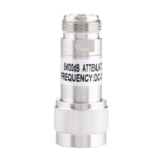 5W 20dBi N Female to N Male DC-13GHz Frequency Gain Attenuator(Silver)