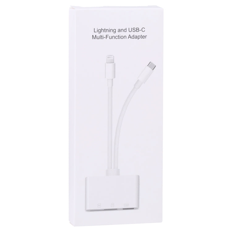 NK-103Pro 3 in 1 8 Pin + USB-C / Type-C Male to USB + TF / SD Card Reader