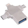 4 in 1  8 Pin + Micro USB + USB-C / Type-C to USB Metal Card Reader - U Disk & Card Reader by PMC TechLife | Online Shopping South Africa | PMC TechLife