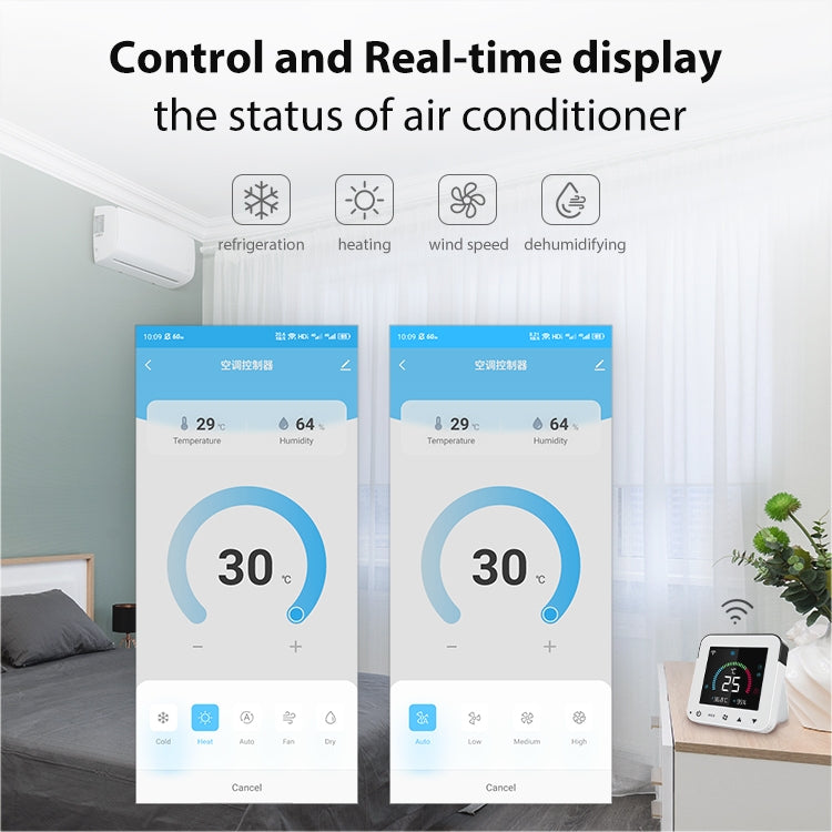 NEO NAS-RT01W WiFi Smart Color Screen Infrared Air Conditioner Controller Thermostat(White)