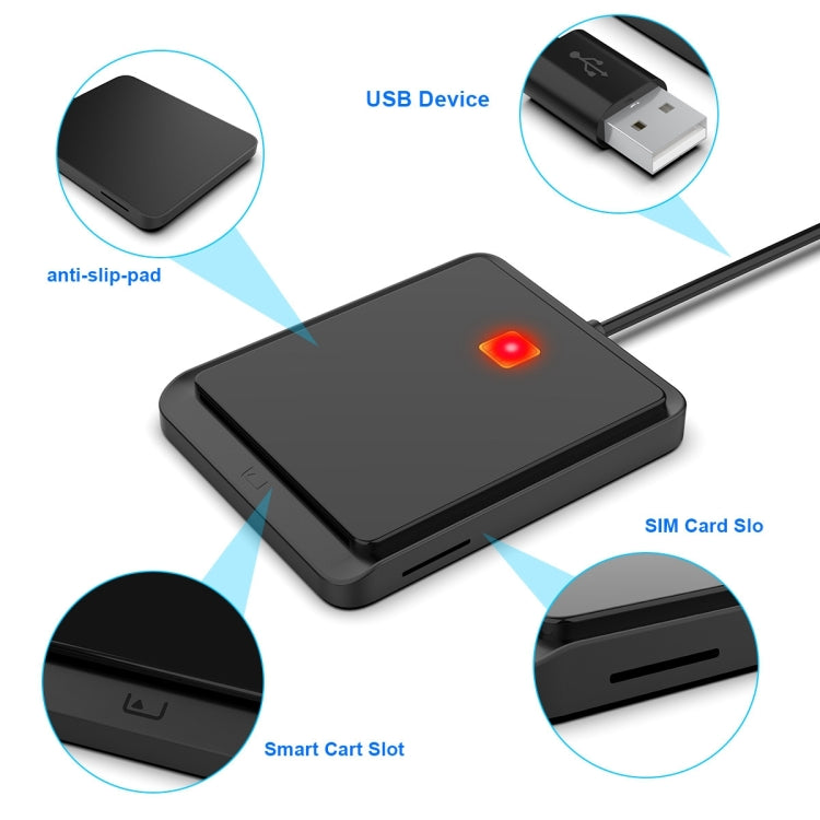 Rocketek CR317 USB 2.0 SIM  / ID / CAC Smart Card 2 in 1 Card Reader (Black)