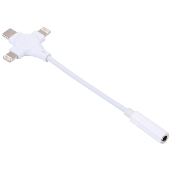 Dual 8 Pin+USB-C/Type-C Male to 3.5mm Female Digital Audio Adapter Cable