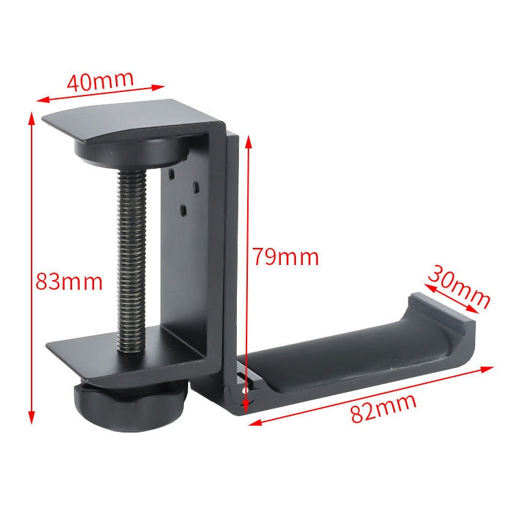 Desktop Lock Clip Type Metal Foldable Headset Stand Display Hanger(Black)
