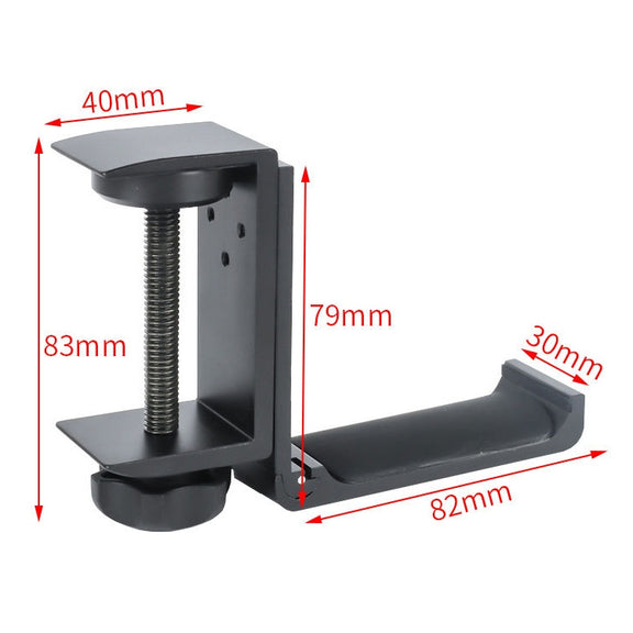 Desktop Lock Clip Type Metal Foldable Headset Stand Display Hanger(Black)