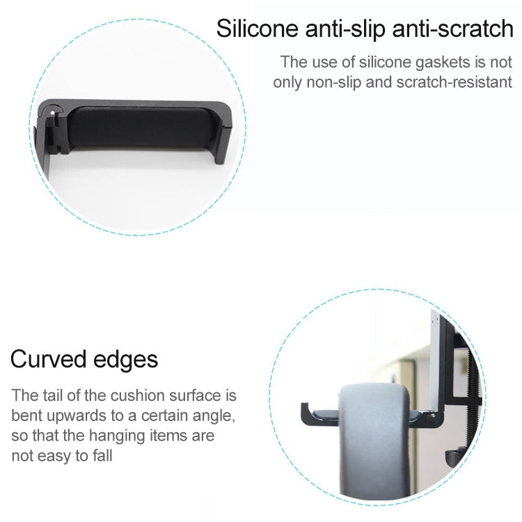 Desktop Lock Clip Type Metal Foldable Headset Stand Display Hanger(Black)