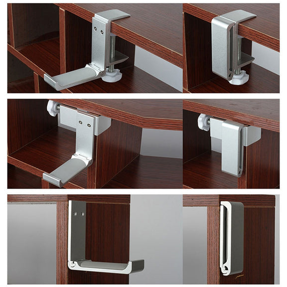 Desktop Lock Clip Type Metal Foldable Headset Stand Display Hanger(Silver)