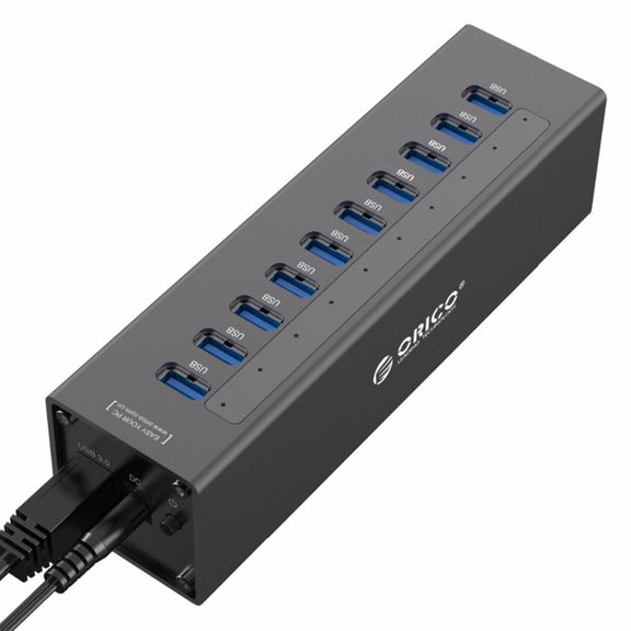 ORICO A3H10 Aluminum High Speed 10 Ports USB 3.0 HUB with Power Adapter for Laptops(Black)