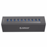 ORICO A3H10 Aluminum High Speed 10 Ports USB 3.0 HUB with Power Adapter for Laptops(Black)