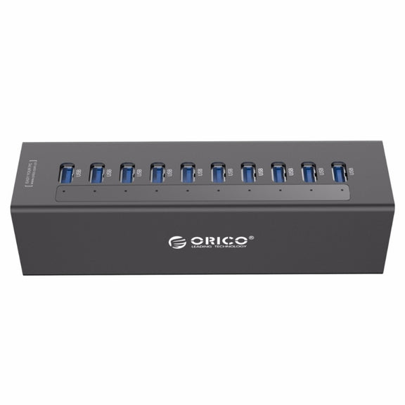ORICO A3H10 Aluminum High Speed 10 Ports USB 3.0 HUB with Power Adapter for Laptops(Black)