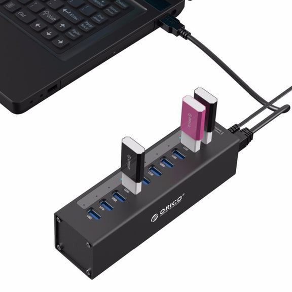 ORICO A3H10 Aluminum High Speed 10 Ports USB 3.0 HUB with Power Adapter for Laptops(Black)