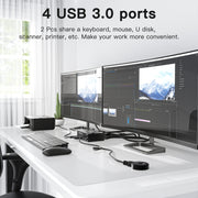 KC-KVM202AS 4K 60HZ USB3.0 HDMI Dual Display KVM Switcher Support EDID Analog Lock Screen