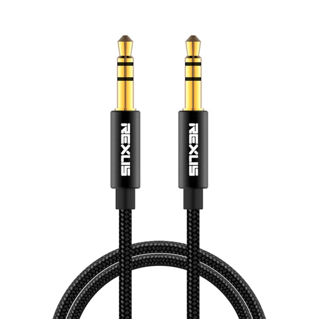 REXLIS 3629 3.5mm Male to Male Car Stereo Gold-plated Jack AUX Audio Cable for 3.5mm AUX Standard Digital Devices, Length: 1m