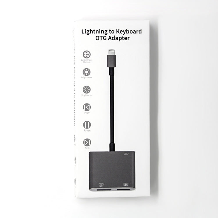 NK-109KEY 3 in 1 8 Pin Male to USB + USB Keyboard Female OTG Adapter