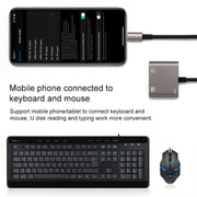 NK-109KEY 3 in 1 8 Pin Male to USB + USB Keyboard Female OTG Adapter