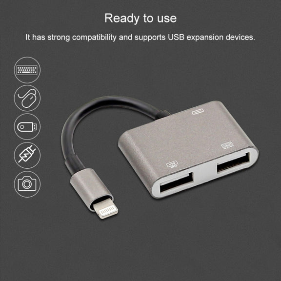 NK-109KEY 3 in 1 8 Pin Male to USB + USB Keyboard Female OTG Adapter