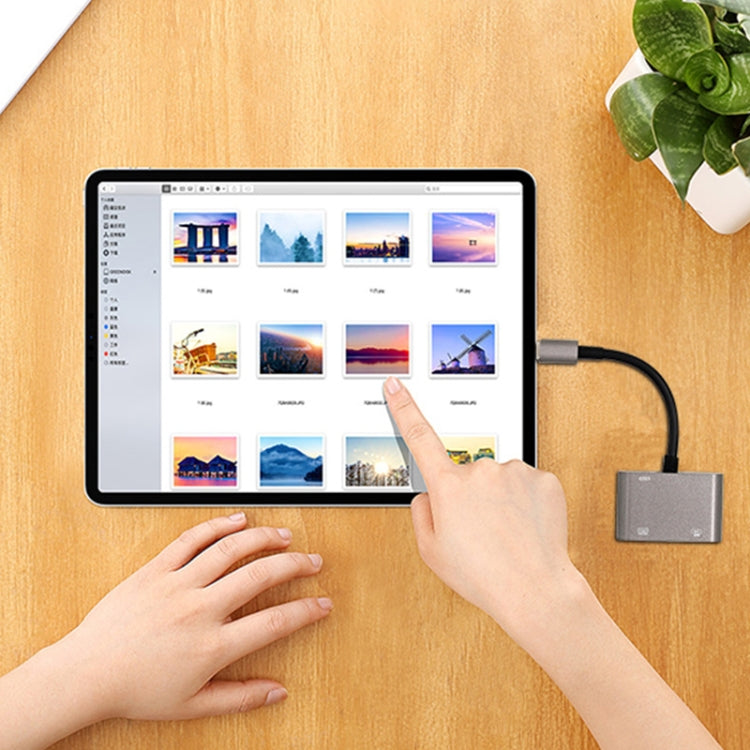 NK-109KEY 3 in 1 8 Pin Male to USB + USB Keyboard Female OTG Adapter