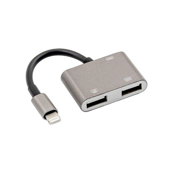NK-109KEY 3 in 1 8 Pin Male to USB + USB Keyboard Female OTG Adapter