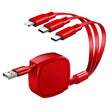 1.2m 3.5A Max 3 in 1 USB to USB-C / Type-C + 8Pin + Micro USB Retractable Charging Cable(Red) - Multifunction Cable by PMC TechLife | Online Shopping South Africa | PMC TechLife