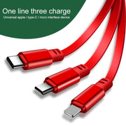 1.2m 3.5A Max 3 in 1 USB to USB-C / Type-C + 8Pin + Micro USB Retractable Charging Cable(Blue)