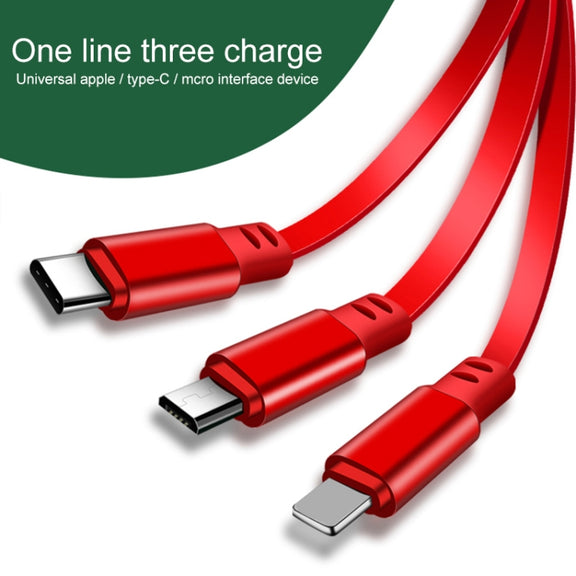 1.2m 3.5A Max 3 in 1 USB to USB-C / Type-C + 8Pin + Micro USB Retractable Charging Cable(Blue)