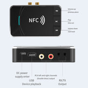 N100 NFC Desktop Bluetooth 5.0  Receiver & Transmitter Car Bluetooth Speaker Audio Adapter(Black)