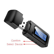 T11B 2 in 1 USB Bluetooth 5.0 Transmitter & Receiver Audio Adapter with LCD Screen(Black)