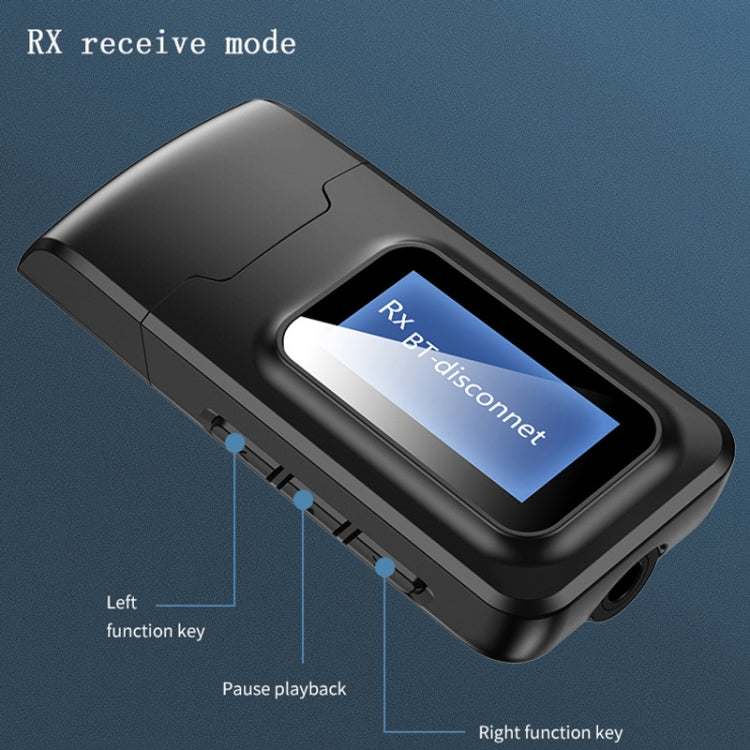 T11B 2 in 1 USB Bluetooth 5.0 Transmitter & Receiver Audio Adapter with LCD Screen(Black)