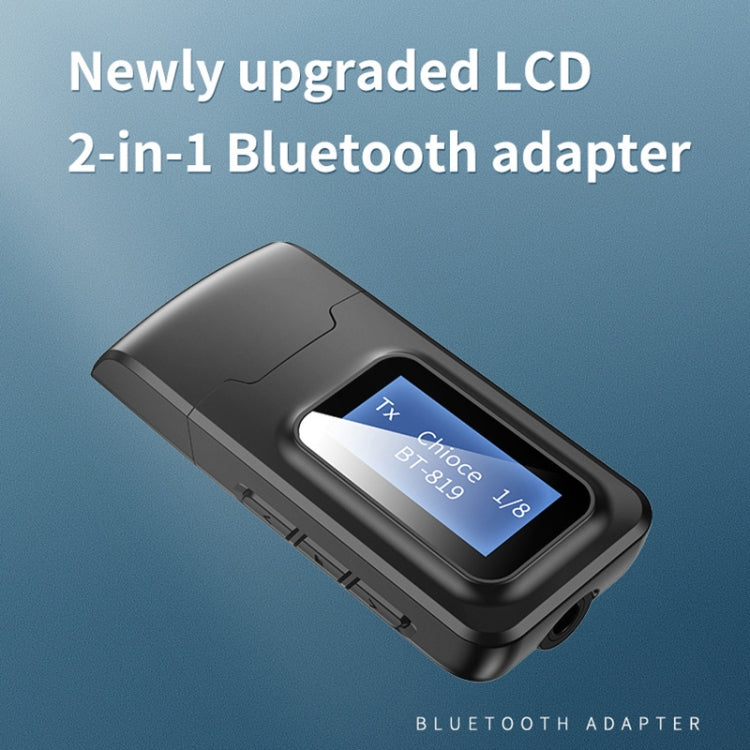 T11B 2 in 1 USB Bluetooth 5.0 Transmitter & Receiver Audio Adapter with LCD Screen(Black)
