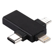 3 in 1 USB 3.0 to 8 Pin + Micro USB + USB-C / Type-C Interface Multifunctional OTG Adapter