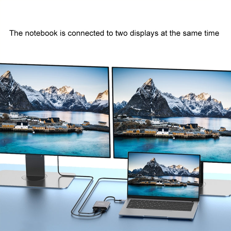 Onten 9175K 4 in 1 USB-C / Type-C to Dual HDMI + USB 3.0 + PD3.0 USB-C / Type-C Charging Port 4K HD Video Converter