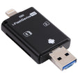 NK-208 3 in 1 i-Flash TF Card / SD Card Reader For 8 Pin + USB 2.0 + Micro USB Devices(Black) - U Disk & Card Reader by PMC TechLife | Online Shopping South Africa | PMC TechLife