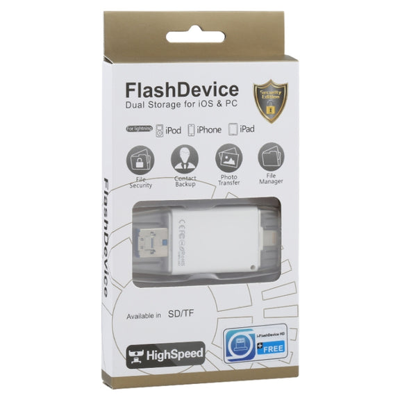 NK-208 3 in 1 i-Flash TF Card / SD Card Reader For 8 Pin + USB 2.0 + Micro USB Devices(White)