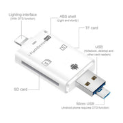 NK-208 3 in 1 i-Flash TF Card / SD Card Reader For 8 Pin + USB 2.0 + Micro USB Devices(White)