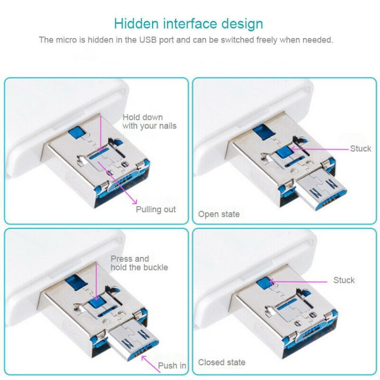 NK-208 3 in 1 i-Flash TF Card / SD Card Reader For 8 Pin + USB 2.0 + Micro USB Devices(White)