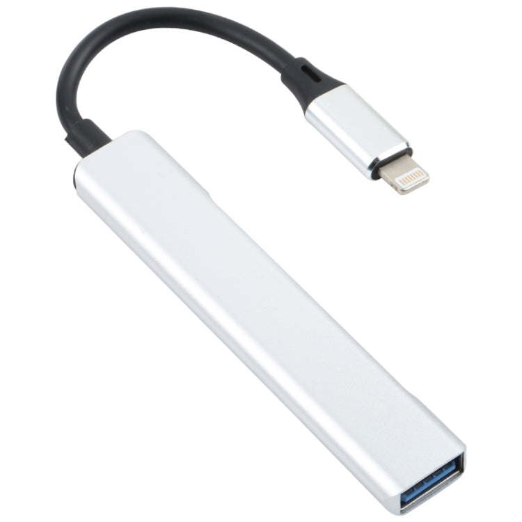 S-209 3 in 1 8 Pin Male to Dual USB 2.0 + USB 3.0 Female Adapter HUB(Silver)