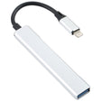 S-209 3 in 1 8 Pin Male to Dual USB 2.0 + USB 3.0 Female Adapter HUB(Silver) - Converter & Adapter by PMC TechLife | Online Shopping South Africa | PMC TechLife