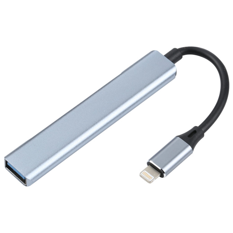 S-209 3 in 1 8 Pin Male to Dual USB 2.0 + USB 3.0 Female Adapter HUB(Silver Grey)