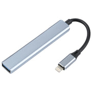 S-209 3 in 1 8 Pin Male to Dual USB 2.0 + USB 3.0 Female Adapter HUB(Silver Grey)