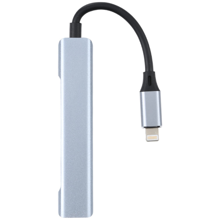 S-209 3 in 1 8 Pin Male to Dual USB 2.0 + USB 3.0 Female Adapter HUB(Silver Grey)