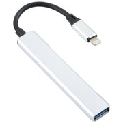 S-209 3 in 1 8 Pin Male to Dual USB 2.0 + USB 3.0 Female Adapter HUB(Silver)