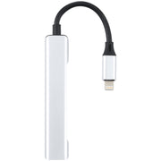 S-209 3 in 1 8 Pin Male to Dual USB 2.0 + USB 3.0 Female Adapter HUB(Silver)