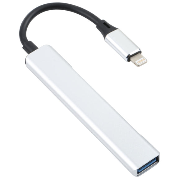S-209 3 in 1 8 Pin Male to Dual USB 2.0 + USB 3.0 Female Adapter HUB(Silver)