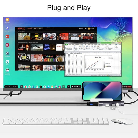 S-209 3 in 1 8 Pin Male to Dual USB 2.0 + USB 3.0 Female Adapter HUB(Silver)