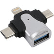 3 in 1 8 Pin + USB-C / Type-C + Micro USB Male to USB 3.0 Female Zinc Alloy Adapter - Converter & Adapter by PMC TechLife | Online Shopping South Africa | PMC TechLife