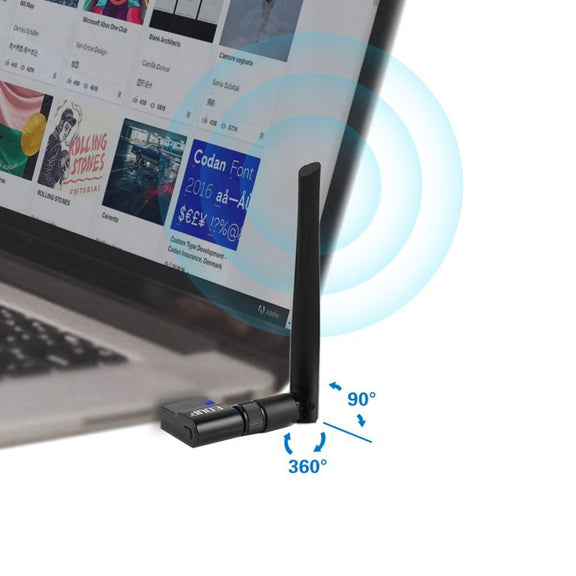 EDUP EP-AC1635 600Mbps Dual Band Wireless 11AC USB Ethernet Adapter 2dBi Antenna for Laptop / PC(Black)
